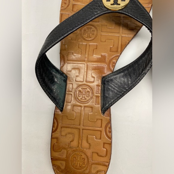 Tory Burch Size 7 M Leather Brown Classic Sandal Shoe - Picture 2 of 8